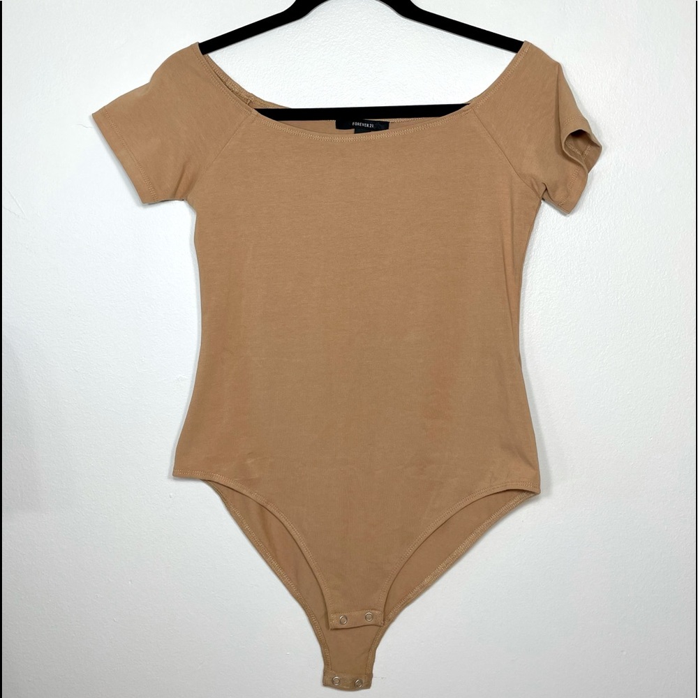 Forever21 Nude Short Sleeve Bodysuit